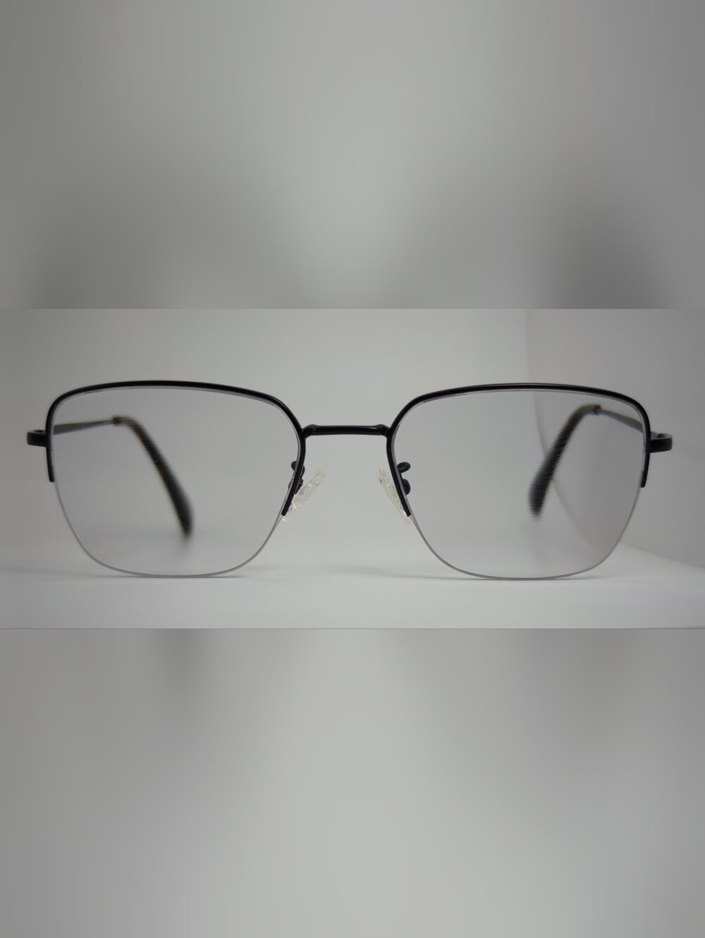 James. Square Semi Rimless Titanium Frame. Mahogany.